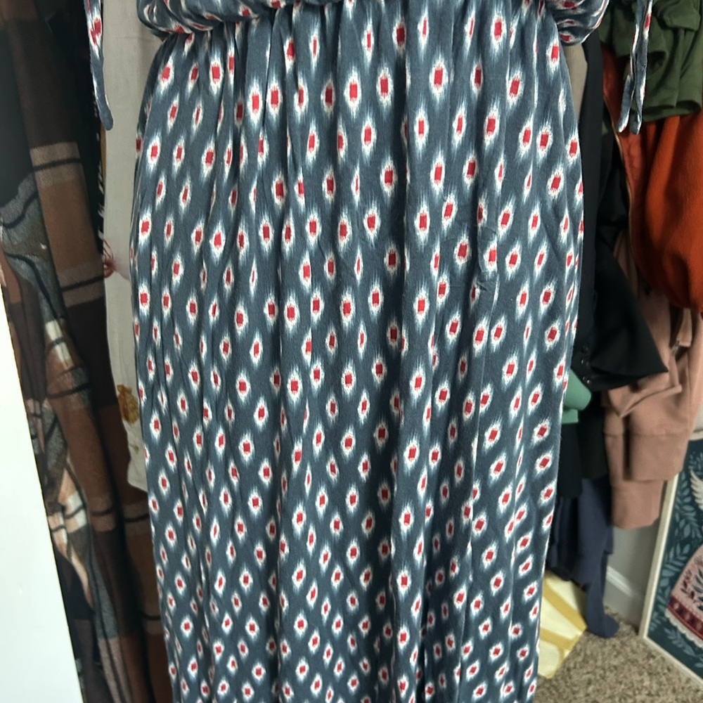 LOFT Navy and Red Patterned dress- MP - Picture 6 of 9